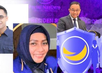 Anies Baswedan-Ketua DPD Partai Nasdem Kota Medan Afif Abdillah-Lailatul Badri Ketua Ketua DPD Garnita Malahyati Partai NasDem Medan. (Foto Ist)