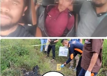 Pelaku Harapan Munthe dan olah tkp oleh Polres Humbahas. (Foto Ist)