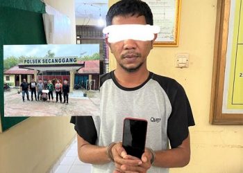 Nelayan bernama Sopian alias Adek pelaku pembunuhan Yogi diamankan Polres Langkat. (Foto Ist)