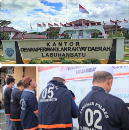 Pejabat Sekwan Yang Jadi Tersangka-Gedung DPRD Labuhanbatu. (Foto Ist)