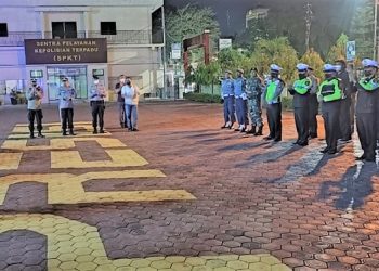 Patroli skala besar itu diawali apel yang dipimpin langsung Kapolres Tanjungbalai AKBP Ahmad Yusuf Afandi SI,K MM