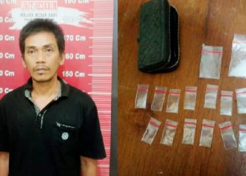Pengedar shabu yang dibekuk Polsek Medan Baru. (Foto Ist)