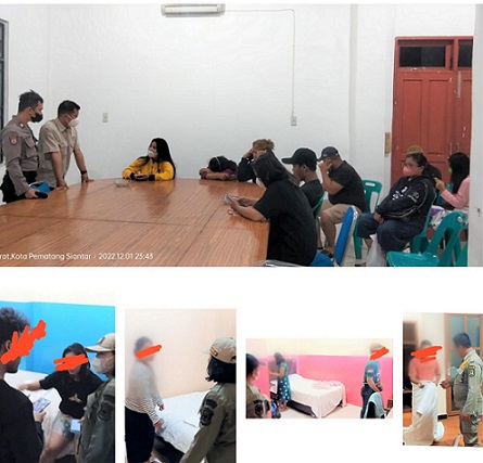 Satpol PP Siantar saat menggelar Razia pekat di Kos-kosan dan Penginapan