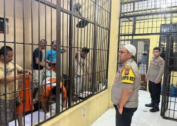 Kapolres Tanjungbalai AKBP Ahmad Yusuf Afandi SIK, MM melakukan pengecekan ruang tahanan yang berada di Rumah Tahanan