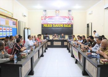 Kapolres Tanjungbalai AKBP Ahmad Yusuf Afandi SIK, MM memimpin Rapat Koordinasi (Rakor) Lintas Sektoral Pengamanan Hari Natal 2022 dan Tahun Baru 2023 (Nataru)
