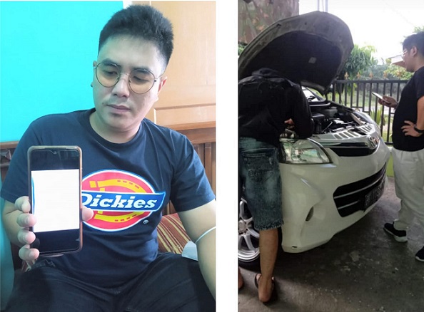 AT korban penipuan menunjukkan buti laporan pengaduannya dan sempat memeriksa kondisi mobil yang hendak dibelinya
