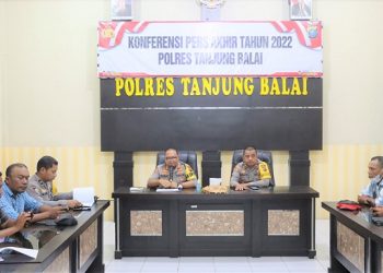 Kapolres Tanjungbalai AKBP Ahmad Yusuf Afandi SIK, MM pimpin pelaksanaan konferensi pers pengungkapan kasus selama tahun 2022
