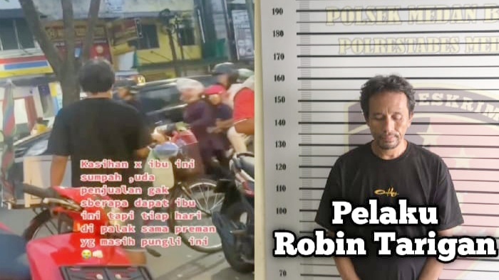 Robin Tarigan diamankan Polsek Medan Baru karena lakukan pungli di Pajus Padang Bulan, Medan. (Foto Ist)