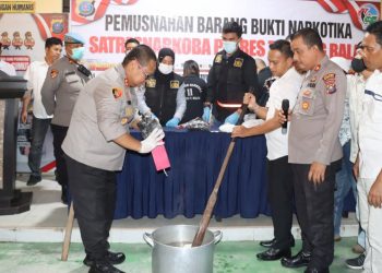 Kapolres Tanjungbalai AKBP Ahmad Yusuf Afandi SIK, MM pimpin pemusnahan barang bukti narkotika jenis shabu sebanyak 3.758,51 gram