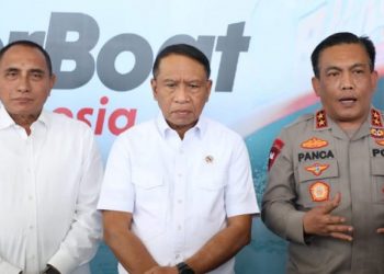 Kapolda Sumut Irjen Pol RZ Panca Putra Simanjuntak, Gubernur Sumut Edy Rahmayadi dan Menpora. (Foto Ist)