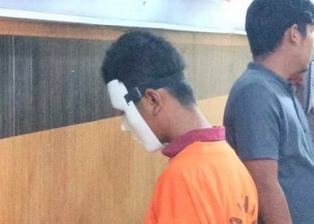 Tersangka, AP (17) pelaku pembunuhan dan pencabulan balita perempuan berusia 3 tahun yang ditemukan membusuk di Gang Keluarga, Dusun I, Desa Paya Gambar, Kecamatan Batang Kuis, Kabupaten Deli Serdang. (Foto Ist)