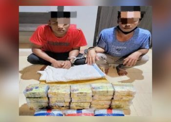 Dua pemilik sabu seberat 20 kg dan ekstasi 30 ribu butir yang ditangkap Polda Sumut. (Foto Ist)