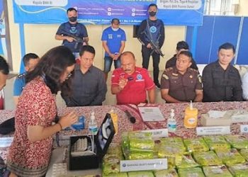 BNN Sumut mengungkap kasus peredaran narkotika dari Malaysia yang masuk melalui perairan Lhoksukon, Aceh dengan teraangka berasal dari IDI Tunong, Aceh. (Foto Ist)