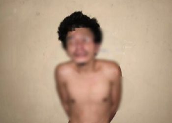 Pelaku pembunuhan Sabarhati Zai alias Ama Edi di Desa Hilisalo’o, Kecamatan Sitolu Ori, Kabupaten Nias Utara, yang merupakan anak kandung korban. (Foto Ist)