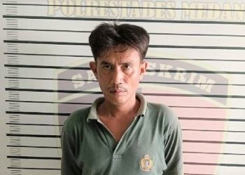 Pelaku penganiayaan di Basement Pajak Petisah Jalan Nibung Utama, Kelurahan Petisah Tengah, Medan Petisah. (Foto Ist)
