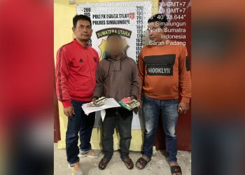Tersangka Muhammad Zaelani Lingga dan barang bukti sudah diamankan di Polsek Dolok Silau