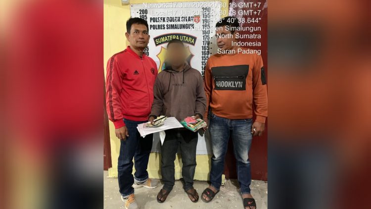 Tersangka Muhammad Zaelani Lingga dan barang bukti sudah diamankan di Polsek Dolok Silau