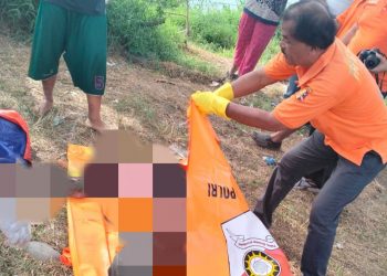 Jasad Bagus Pratama saat di evakuasi dari TKP