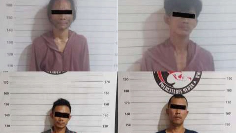 Empat orang ditangkap saat Gerebek Kampung Narkoba di Jalan Kelambir V, Gang Keluarga, Desa Lalang, Kecamatan Sunggal, Deli Serdang. (Foto Ist)