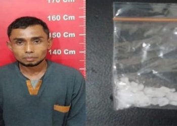 Muhammad Sahril alias Sahril pasrah ditangkap kantongi shabu. (Foto Ist)