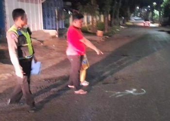 Personil Unit Gakkum Sat Lantas Polres Siantar saat olah TKP