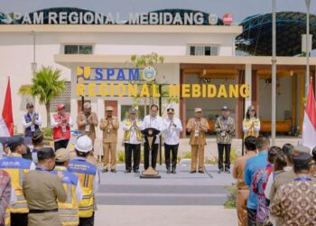 Presiden Jokowi resmikan SPAM Regional Mebidang di Kota Binjai. (Foto Ist)
