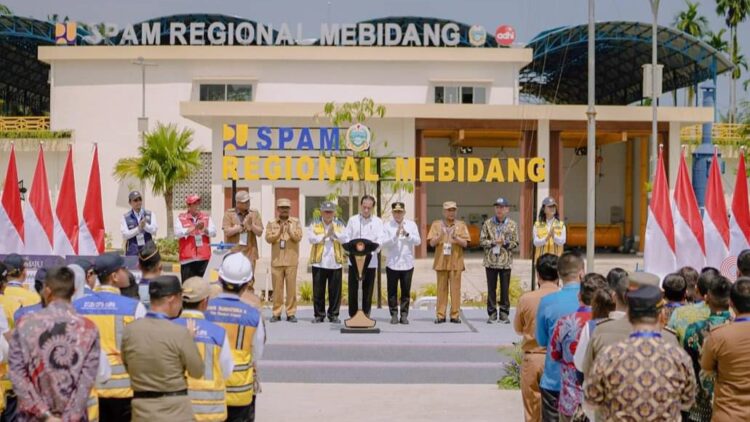 Presiden Jokowi resmikan SPAM Regional Mebidang di Kota Binjai. (Foto Ist)