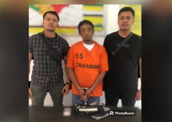 Pelaku AH alias Belendong dan barang bukti