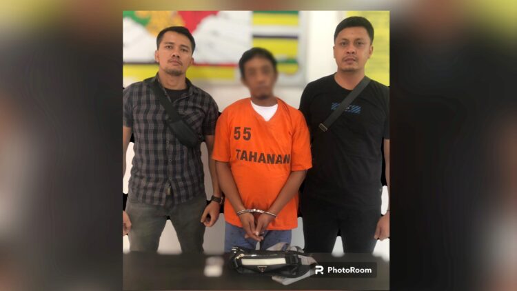 Pelaku AH alias Belendong dan barang bukti