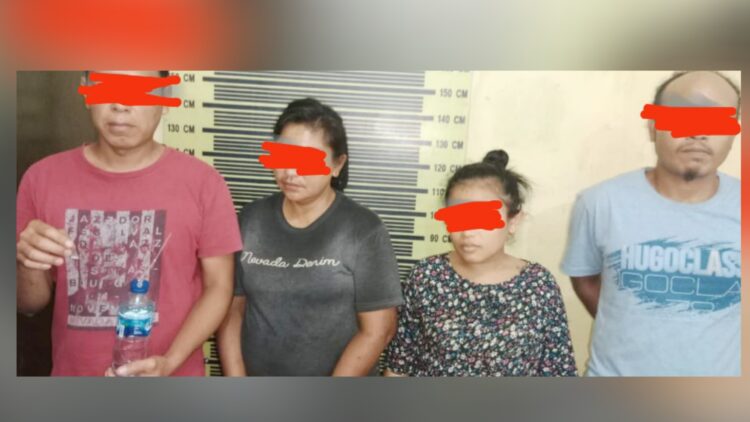 Dua pasangan bukan suami isteri yang ditangkap Polsek Barumun Polres Padang Lawas. (Foto Ist).