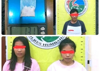 Warga Medan Labuhan dan Dua Wanita Asal Tarutung yang ditangkap Polres Humbahas. (Foto Ist)