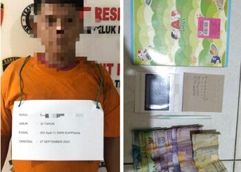 Pelaku Judi Togel EBM Alias E dan barang bukti 