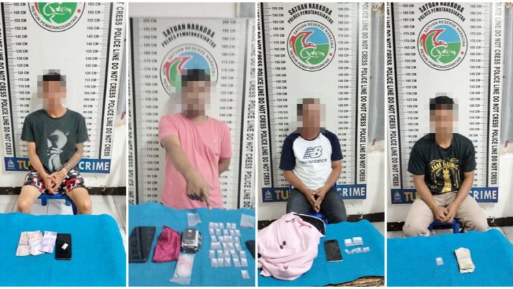 ke empat pengedar narkoba dan barang bukti sudah diamankan pihak Satres Narkoba Polres Siantar.