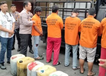 Polres Taput tangkap 5 orang penyalahgunaan dan penyelewengan BBM subsidi .(Foto Ist)