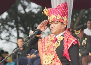 Pj.Gubsu, Hassanudin memimpin upacara Hari Sumpah Pemuda Tingkat Provinsi tahun 2023. (Foto Ist)