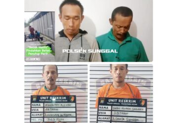Asraruddin dan Heru Iswara Saragih pelaku pencuri beton penutup drainase. (Foto Ist)