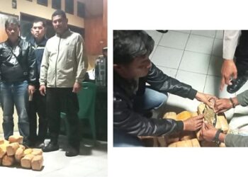 Kanit Reskrim Polsek Siantar Martoba IPDA Sahat Sinaga SH bersama personil amankan 25 bal ganja tak bertuan