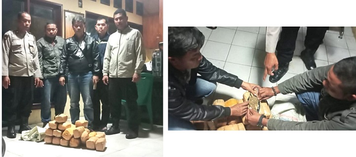 Kanit Reskrim Polsek Siantar Martoba IPDA Sahat Sinaga SH bersama personil amankan 25 bal ganja tak bertuan