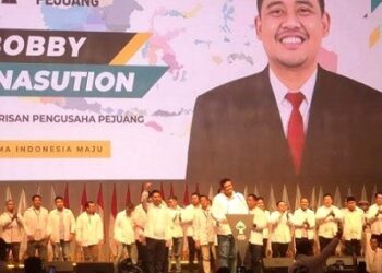 Bobby Nasution dukung Prabowo-Gibran saat deklrasi Barisan Pengusaha Pejuang. (Foto Ist)