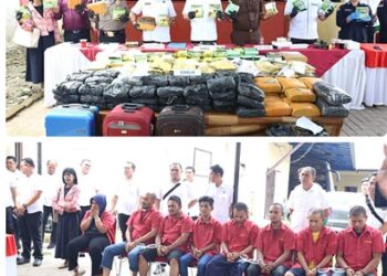 Polda Sumut musnahkan barang bukti shabu seberat 102,59 Kg dan ganja 124,01 Kg hasil tangkapan sejak Agustus-November 2023 selama 80 hari. (Foto Ist)