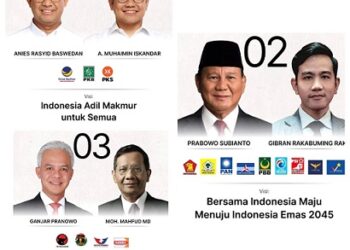 Pasangan Capres dan Wapres 2024 dengan nomor urut. (Foto Ist)