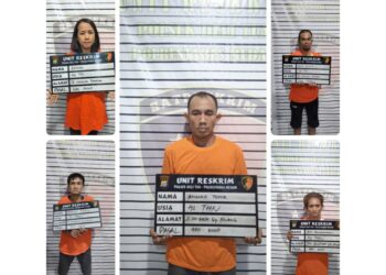Tujuh pelaku pencurian di Medan Johor. (Foto Ist)