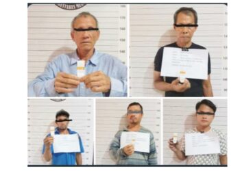 Terduga pengedar dan pengguna sabu di kawasan Sei Mencirim Pondok Gg Tower, Deli Serdang yang ditangkap polisi. (Foto Ist)