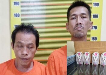 Dua residivis narkoba bersama barang bukti pil ekstasi. (Foto Ist)