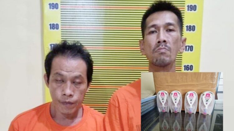 Dua residivis narkoba bersama barang bukti pil ekstasi. (Foto Ist)