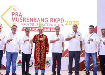 Pj.Gubsu Hassanudin pada pembukaan Pra Musrembang RKPD Provinsi Sumut tahun 2025, Zona Kepulauan Nias.