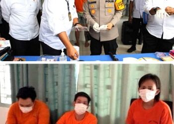 Kapolrestabes Medan Kombes Teddy Jhon Marbun dalam paparan home industri narkoba dan ketiga para pelaku. (Foto Ist)