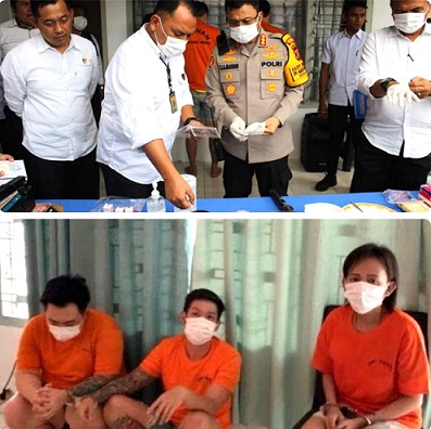 Kapolrestabes Medan Kombes Teddy Jhon Marbun dalam paparan home industri narkoba dan ketiga para pelaku. (Foto Ist)
