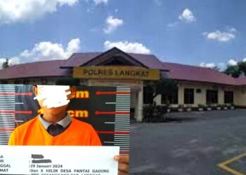 Polres Langkat dan Pelaku Cabul. (Foto Ist)
