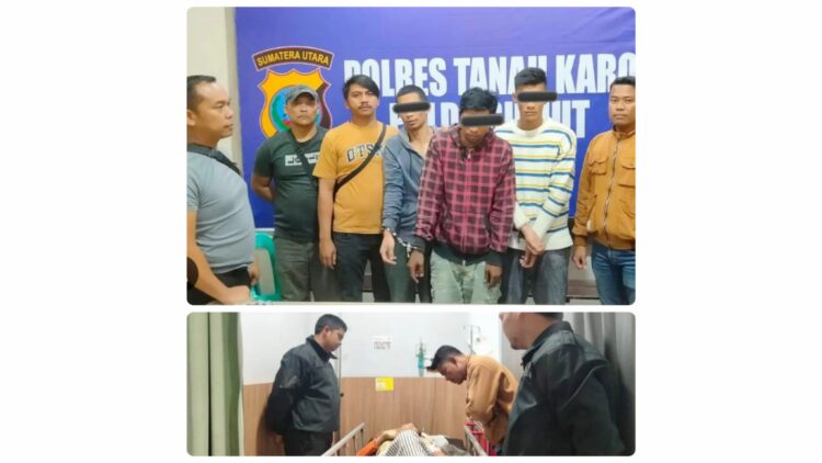 Tiga pelaku perampas ponsel dan kondisi Ahmad Ahda Nasution asal Medan. (Foto Ist)